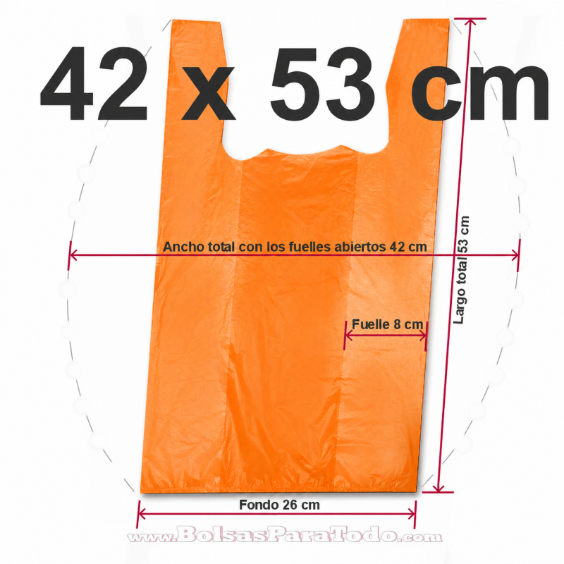 Bolsas Camiseta 42x53 cm Naranja 70% Reciclado
