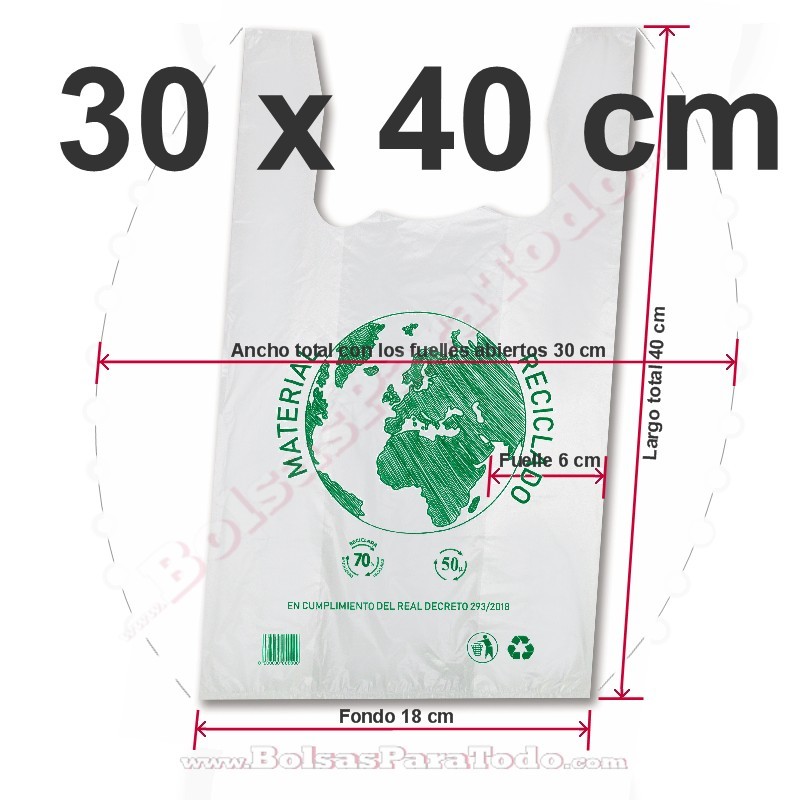 Bolsas Camiseta 30x40 cm Blanco 70% Reciclado