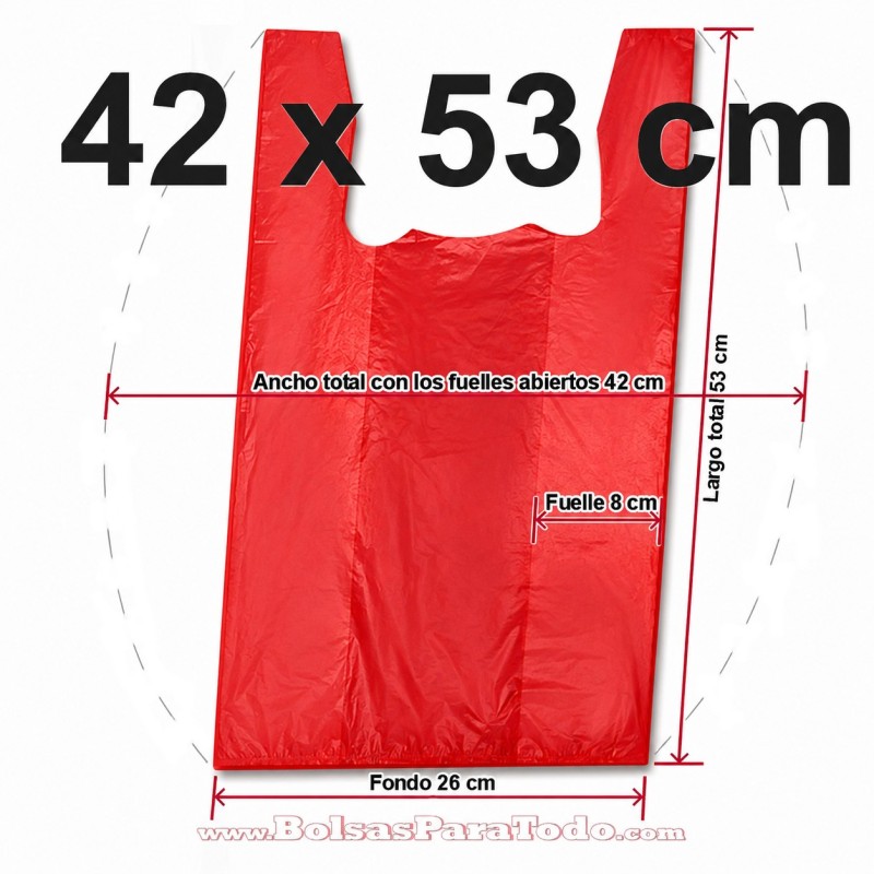 Bolsas Camiseta 42x53 cm Rojo 70% Reciclado