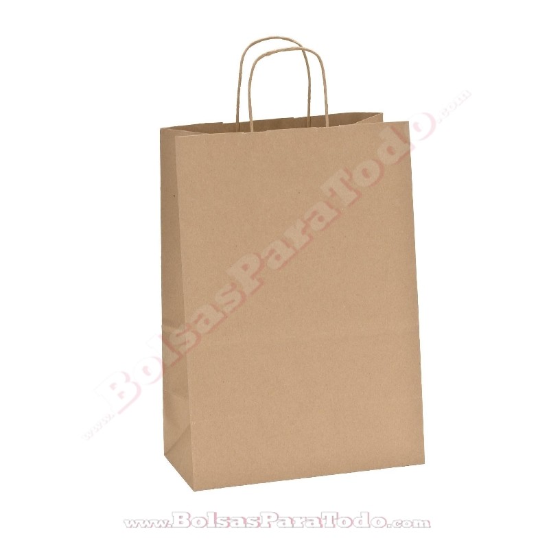 Bolsas Kraft Natural 24x11x32 cm Asa Rizada
