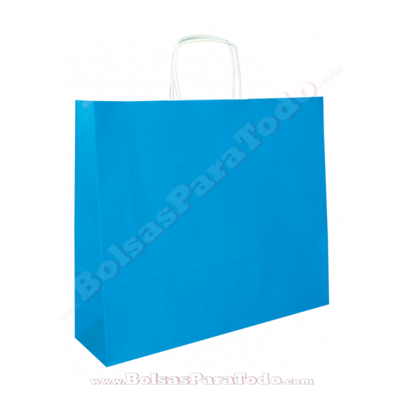 Bolsas Papel Azul 44x15x50 cm Asa Rizada