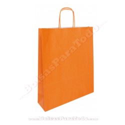 Bolsas Papel Naranja 25x10x32 cm Asa Rizada