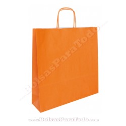 Bolsas Papel Naranja 35x14x44 cm Asa Rizada