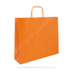 Bolsas Papel Naranja 44x15x50 cm Asa Rizada