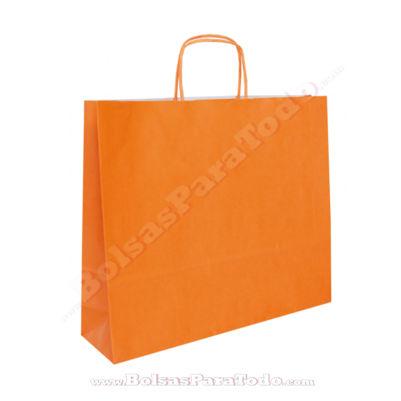 Bolsas Papel Naranja 44x15x50 cm Asa Rizada