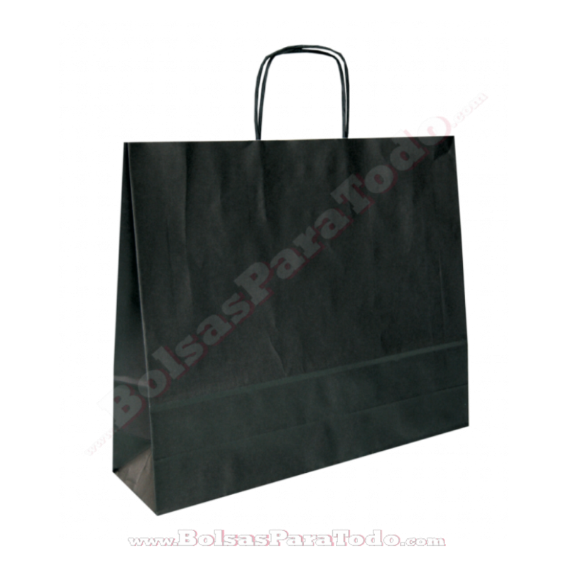 Bolsas Papel Negro 44x15x50 cm Asa Rizada