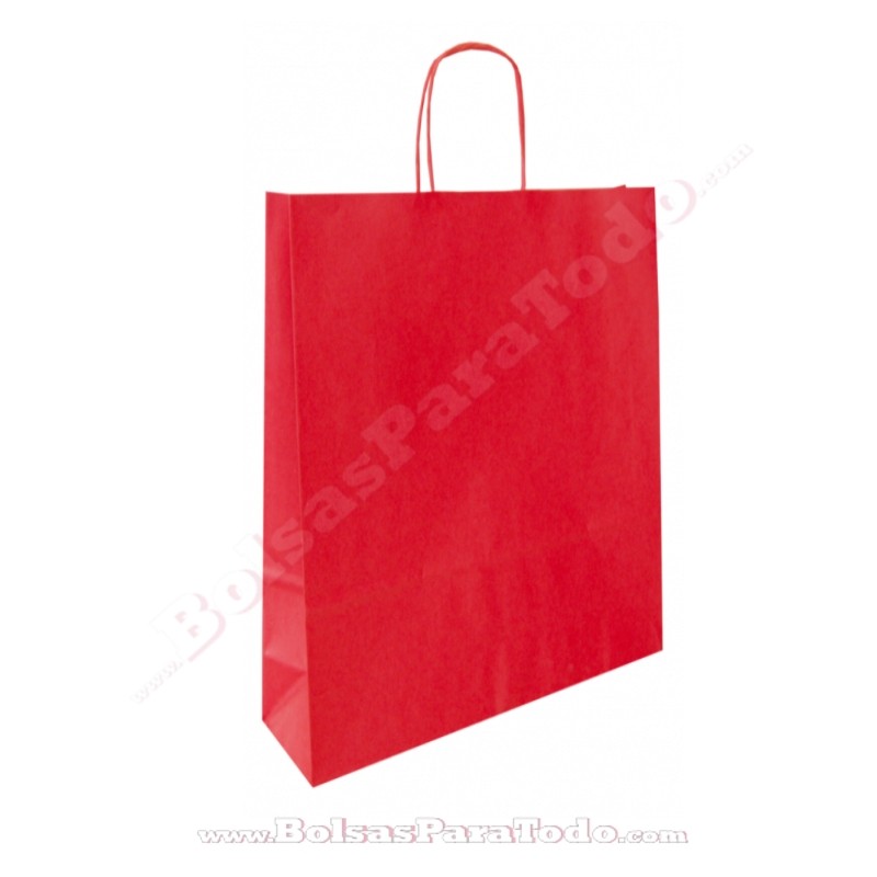Bolsas Papel Rojo 25x10x32 cm Asa Rizada
