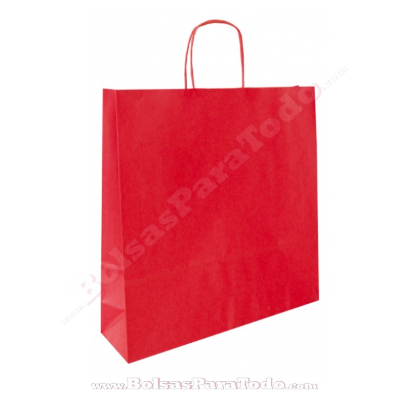 Bolsas Papel Rojo 32x12x42 cm Asa Rizada
