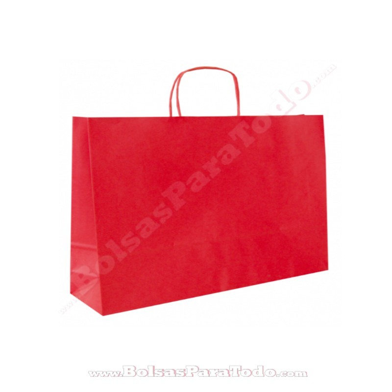 Bolsas Papel Rojo 28x10x22 cm Asa Rizada