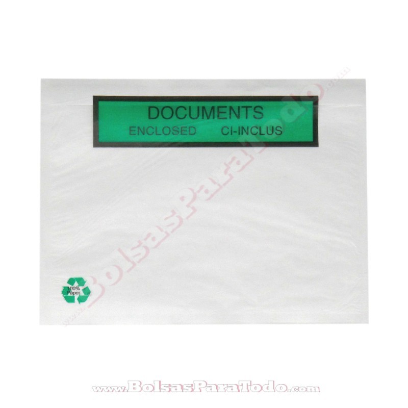 Bolsas Contiene Documentación de Papel 16,5x12,5 cm