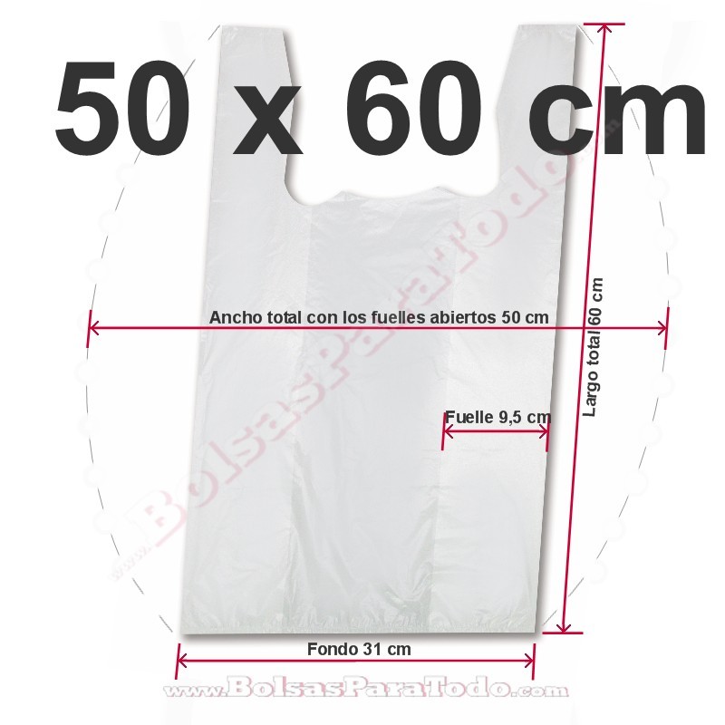 Bolsas Camiseta 50x60 cm Blanco 70% Reciclado
