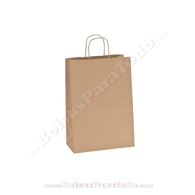 Bolsas Kraft Natural 24x11x32 cm Asa Rizada