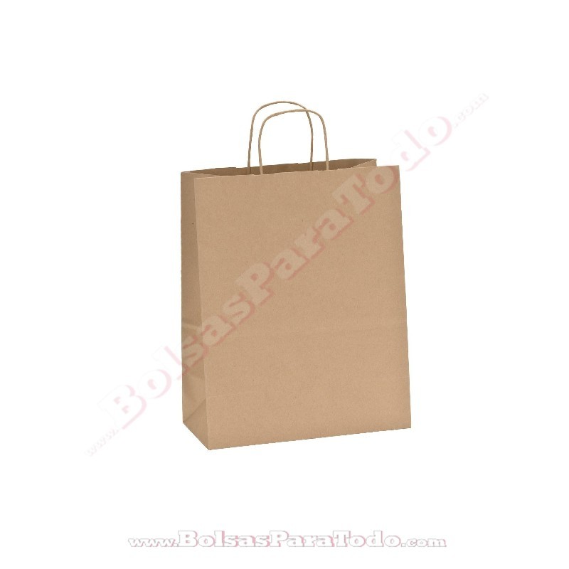 Bolsas Kraft Natural 28x11x32 cm Asa Rizada