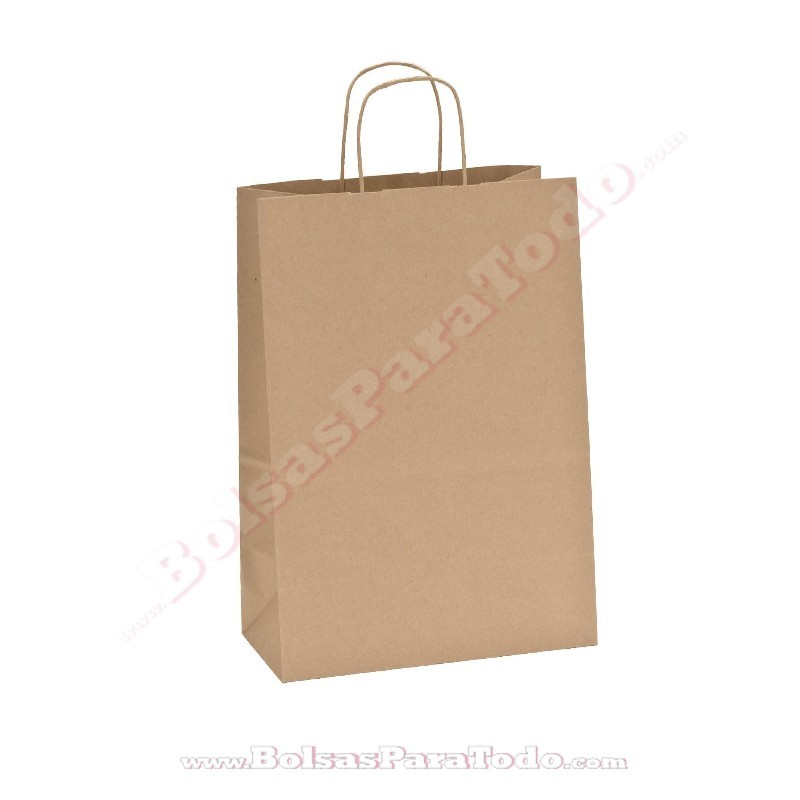 Bolsas Kraft Natural 32x12x42 cm Asa Rizada