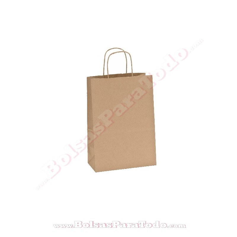 Bolsas Kraft Natural 18x8x24 cm Asa Rizada