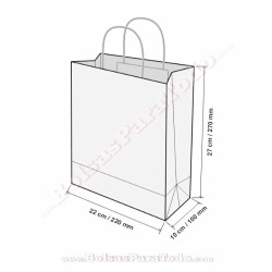 Bolsas Kraft Natural 22x10x27 cm Asa Rizada