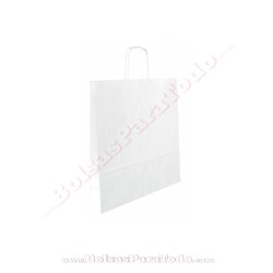 Bolsas Papel Blanco 24x11x32 cm Asa Rizada
