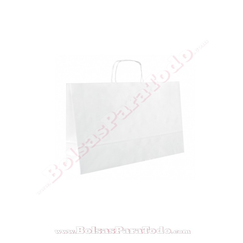 Bolsas Papel Blanco 28x10x22 cm Asa Rizada