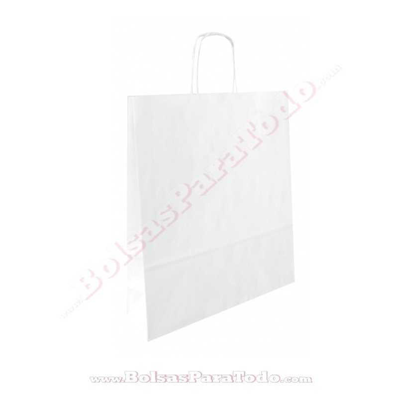 Bolsas Papel Blanco 32x12x42 cm Asa Rizada