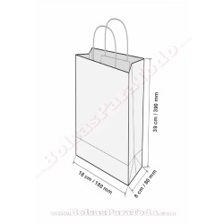 Bolsas Papel Blanco 18x8x39 cm Asa Rizada