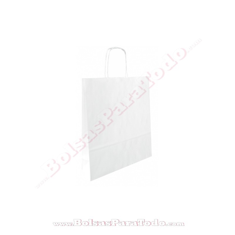 Bolsas Papel Blanco 22x10x27 cm Asa Rizada