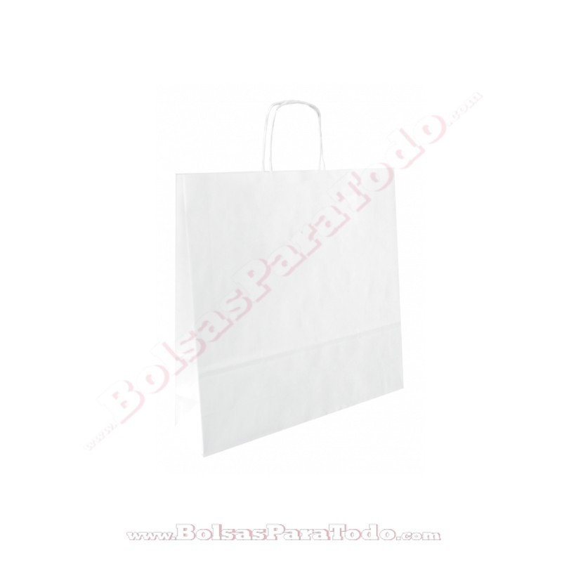 Bolsas Papel Blanco 28x11x32 cm Asa Rizada