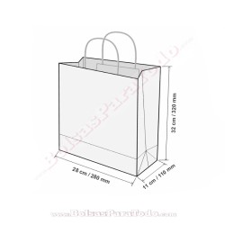 Bolsas Papel Blanco 28x11x32 cm Asa Rizada