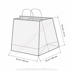 Bolsas Kraft Natural 32x20x31 cm Asa Rizada