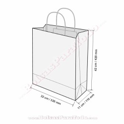 Bolsas Kraft Natural 32x11x42 cm Asa Rizada